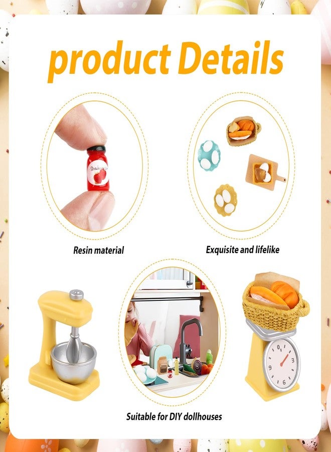 XIHIRCD مجموعة ألعاب طعام مصغرة، 1:12، ملحقات مطبخ لعب مصغرة لبيت الدمى، دقيق، بيض، خبز، راتنج، ديكور بيت الدمى، تمثال طعام مصغر، نموذج، عناصر مصغرة لبيت الدمى، هدية عيد ميلاد للأطفال - Image 4